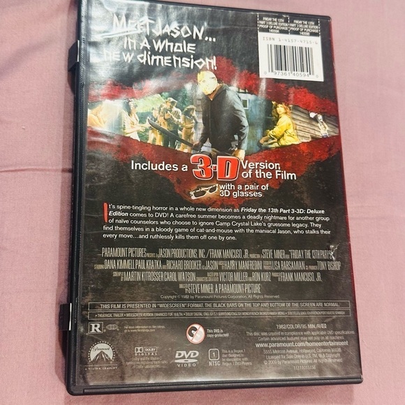 Friday the 13th Part 3- 3-D Deluxe Edition DVD 2 Pairs of 3-D Glasses Rated R - Picture 2 of 4